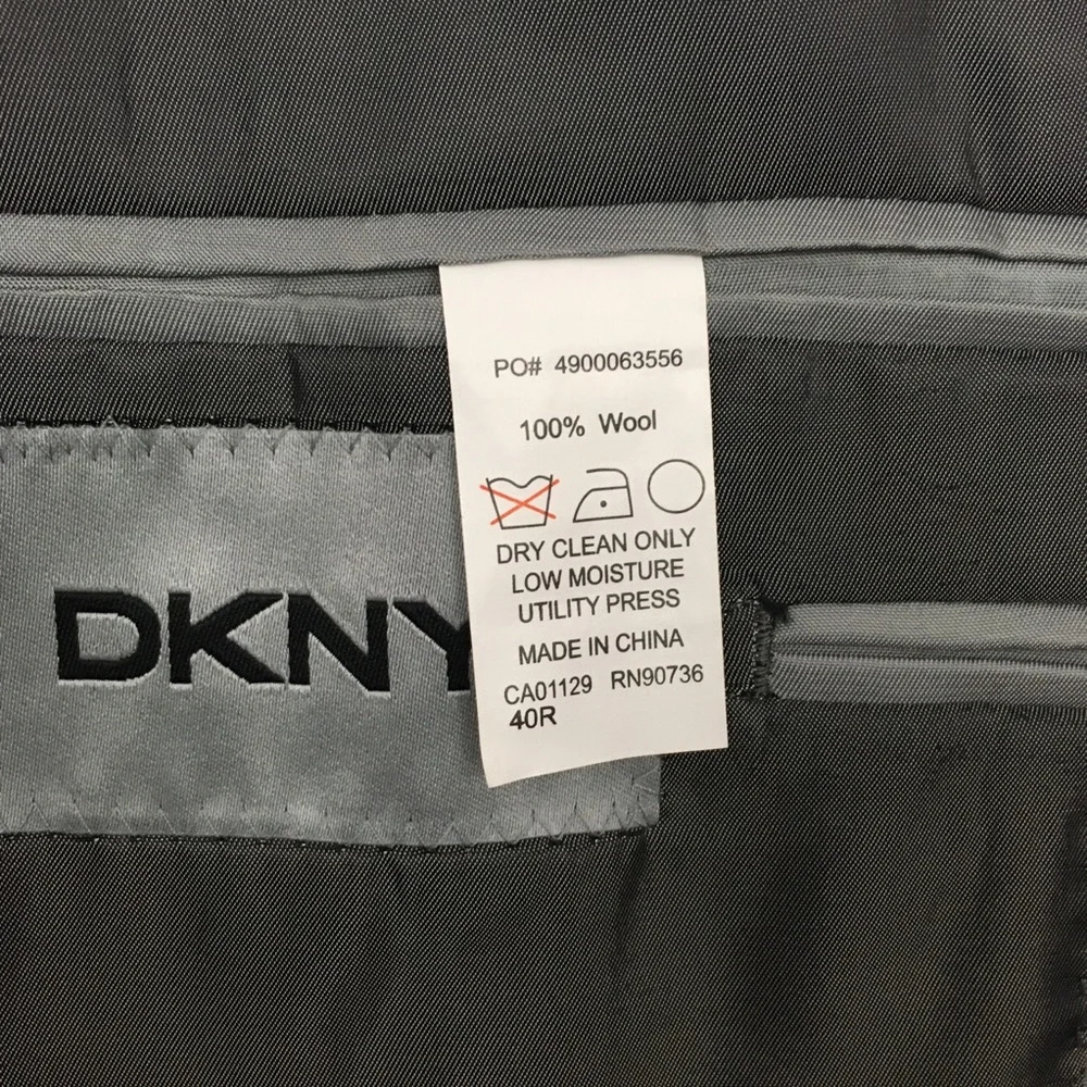 New dkny 2 piece men’s suit light grey slim fit wool 40r 2 button nwt ea0044